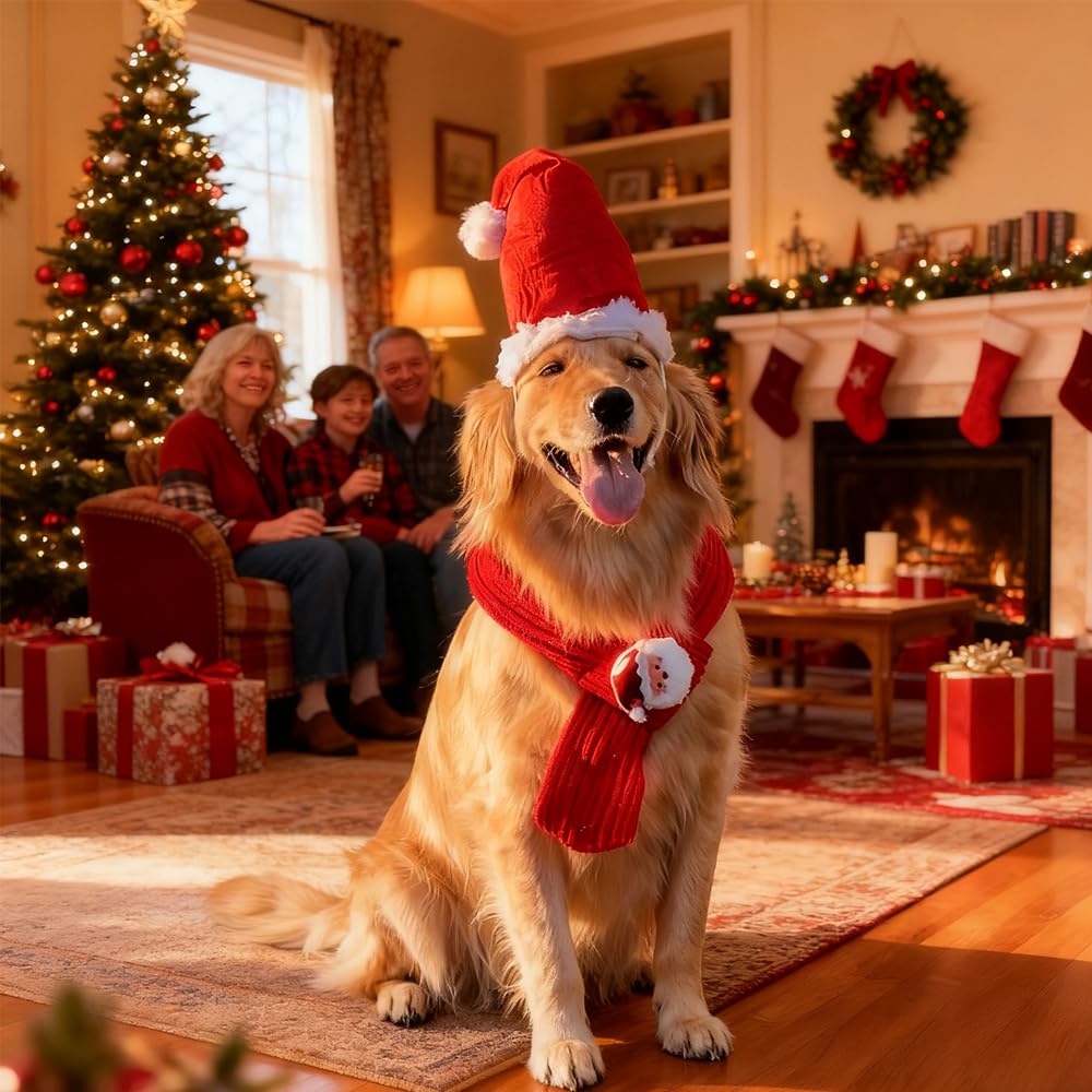 wizbbqt dog christmas scarf adds cozy warmth for chilly walks and celebrations