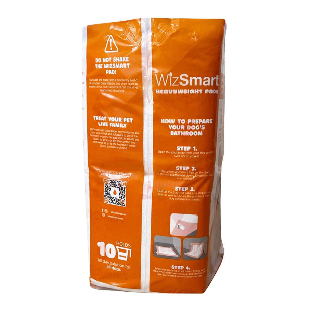 WizSmart leak-proof dog pad reliably contains messes on carpets and hardwood floors.