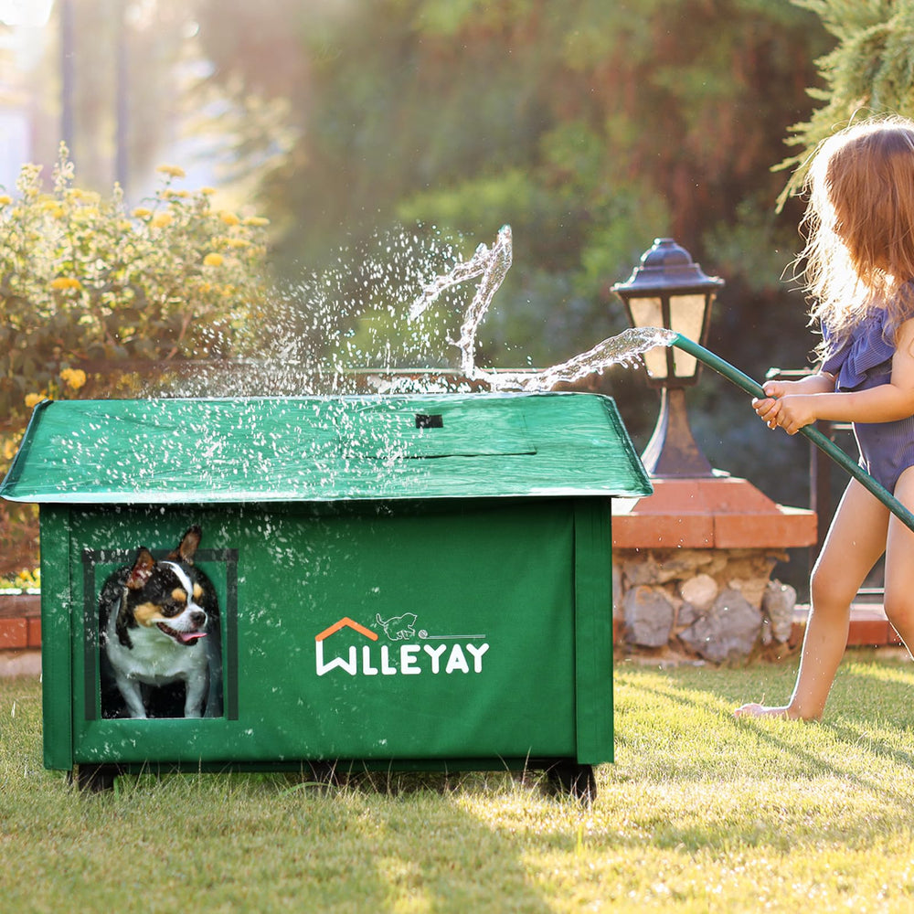WLLEYAY extra large heated cat house easy-assembly design lets you set up in minutes
