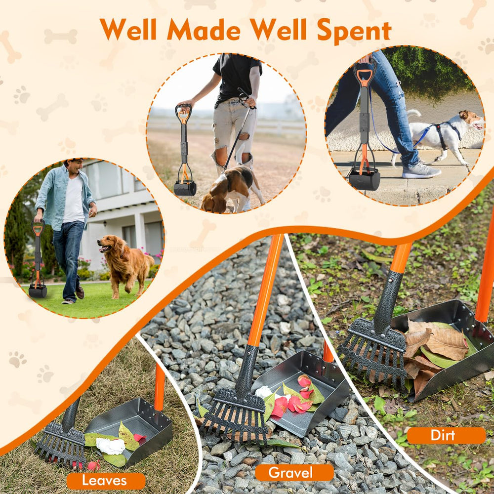WLQiu dog poop scooper in action on grass for efficient waste collection.