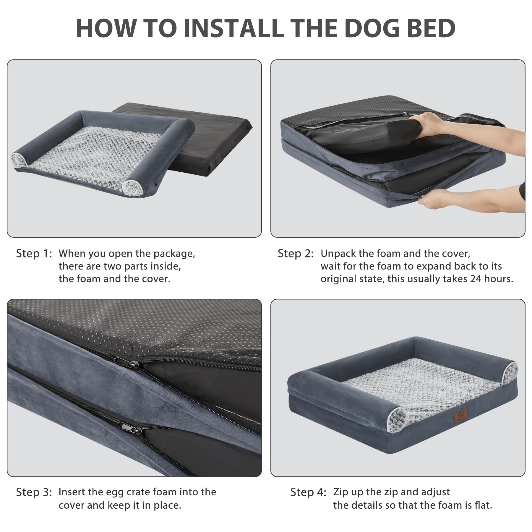WNPETHOME large bed 48x36 for big dogs up to 100 lbs.