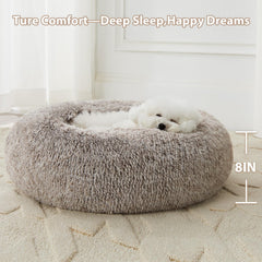 WNPETHOME Calming Donut Bed plush fabric close-up emphasizes soft warmth and comfort