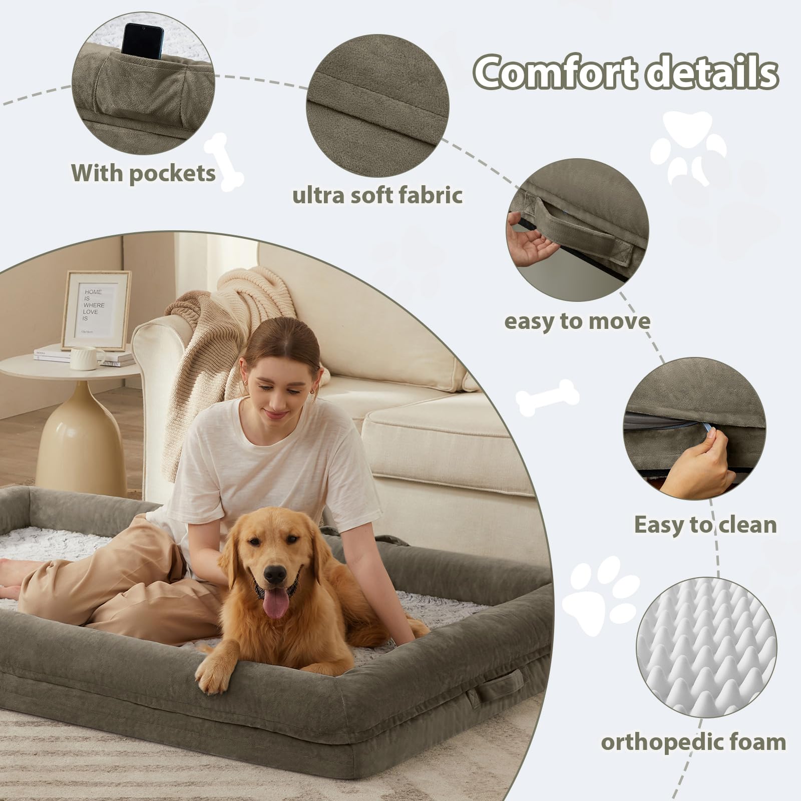 WNPETHOME high-density egg crate foam distributes weight for joint comfort.
