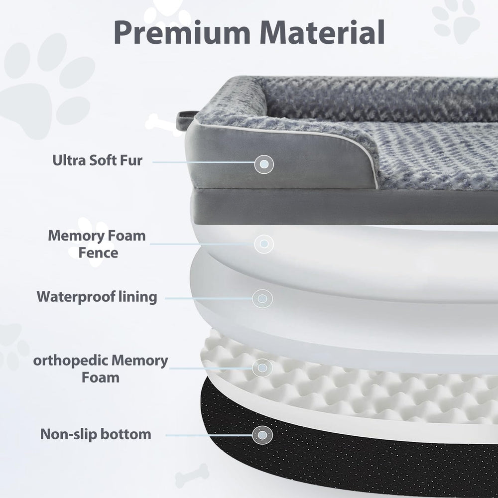 WNPETHOME human dog bed oval gray fabric closeup highlights plush rose-pattern surface for cozy naps.