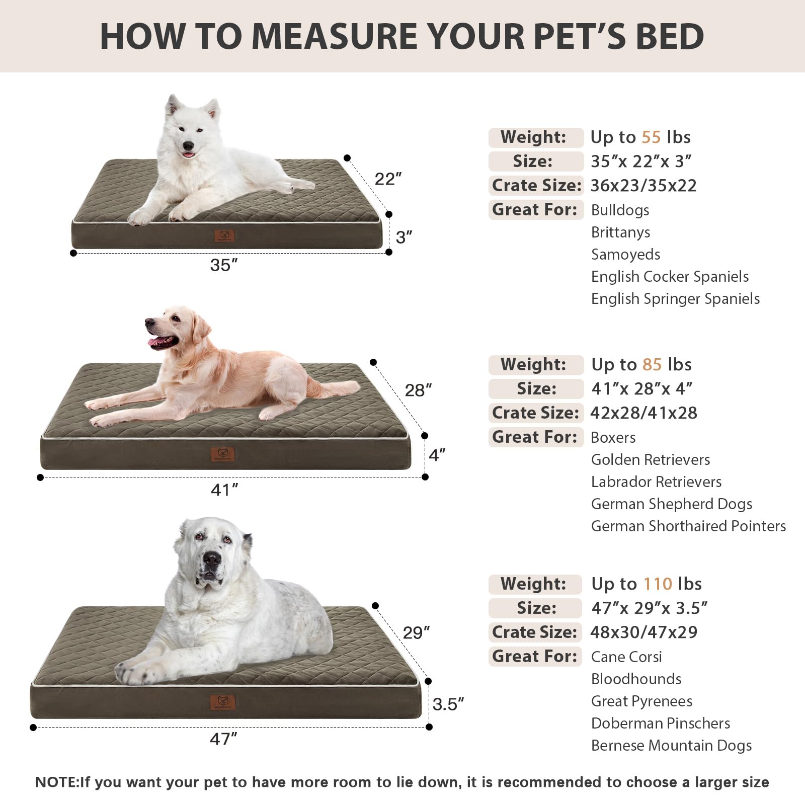 WNPETHOME 47x29x3.5 inch XXL dog bed—ample space for large breeds.