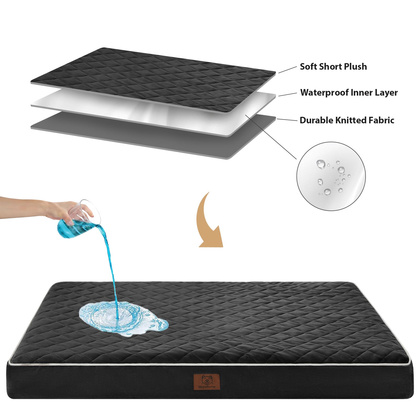 WNPETHOME 55x42x4 inches bed fits large dogs up to 150 pounds.