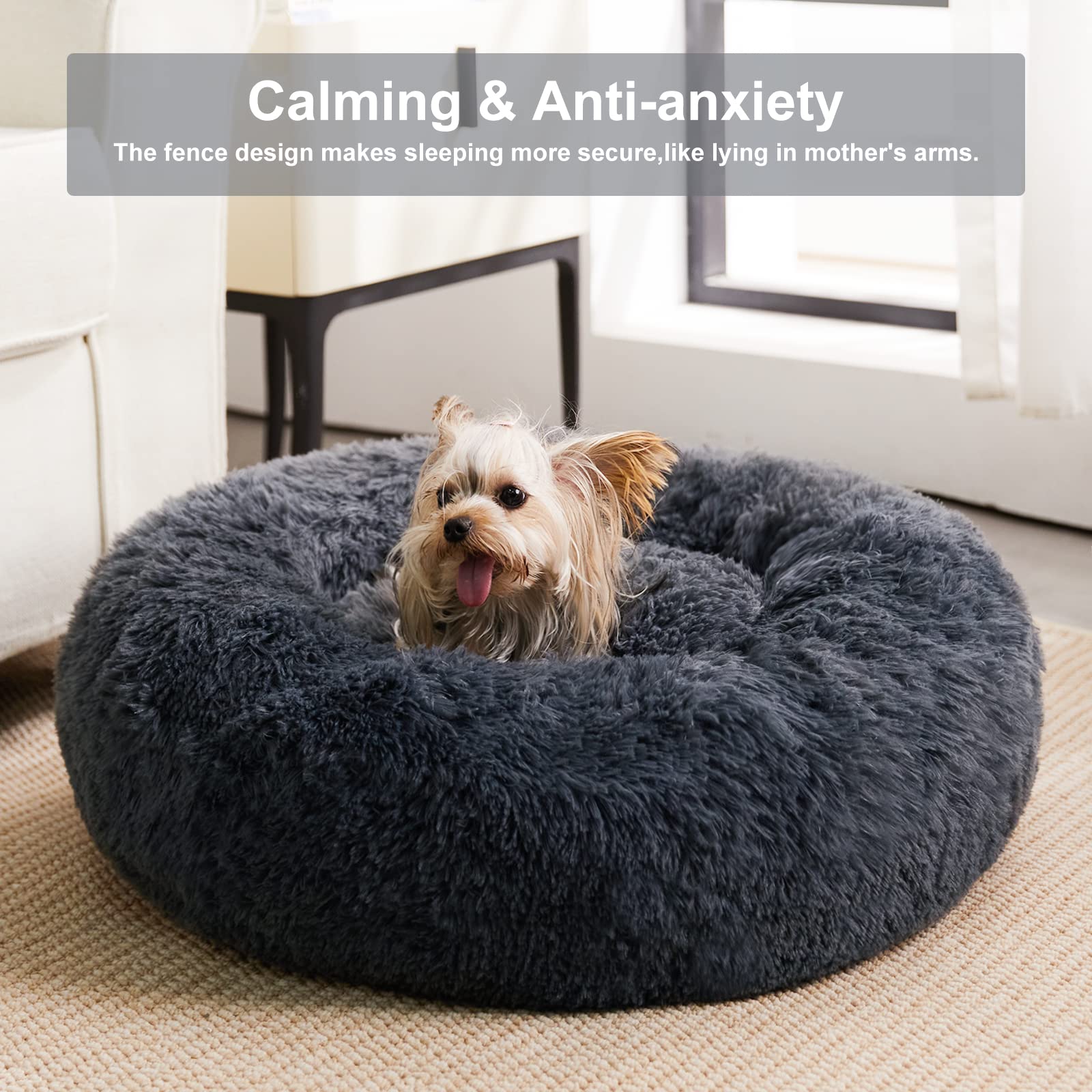 WNPETHOME calming dog bed 3d fiber cotton fill supports joints for comfy lounging