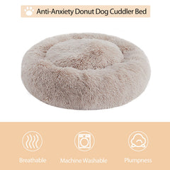 WNPETHOME Calming Dog Bed Donut closeup faux fur shows soft cozy texture