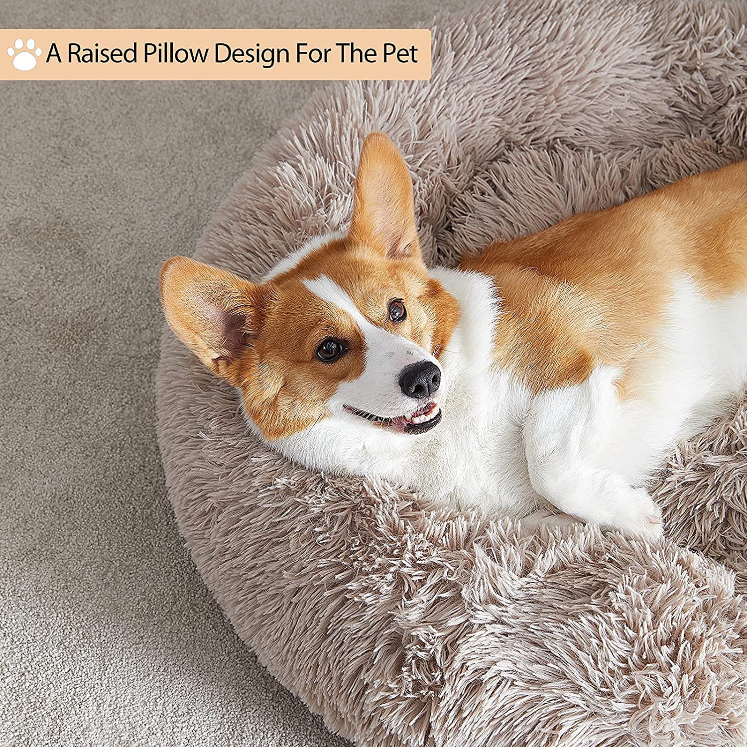 WNPETHOME Calming Dog Bed Donut interior 3D fiber padding highlights enhanced support