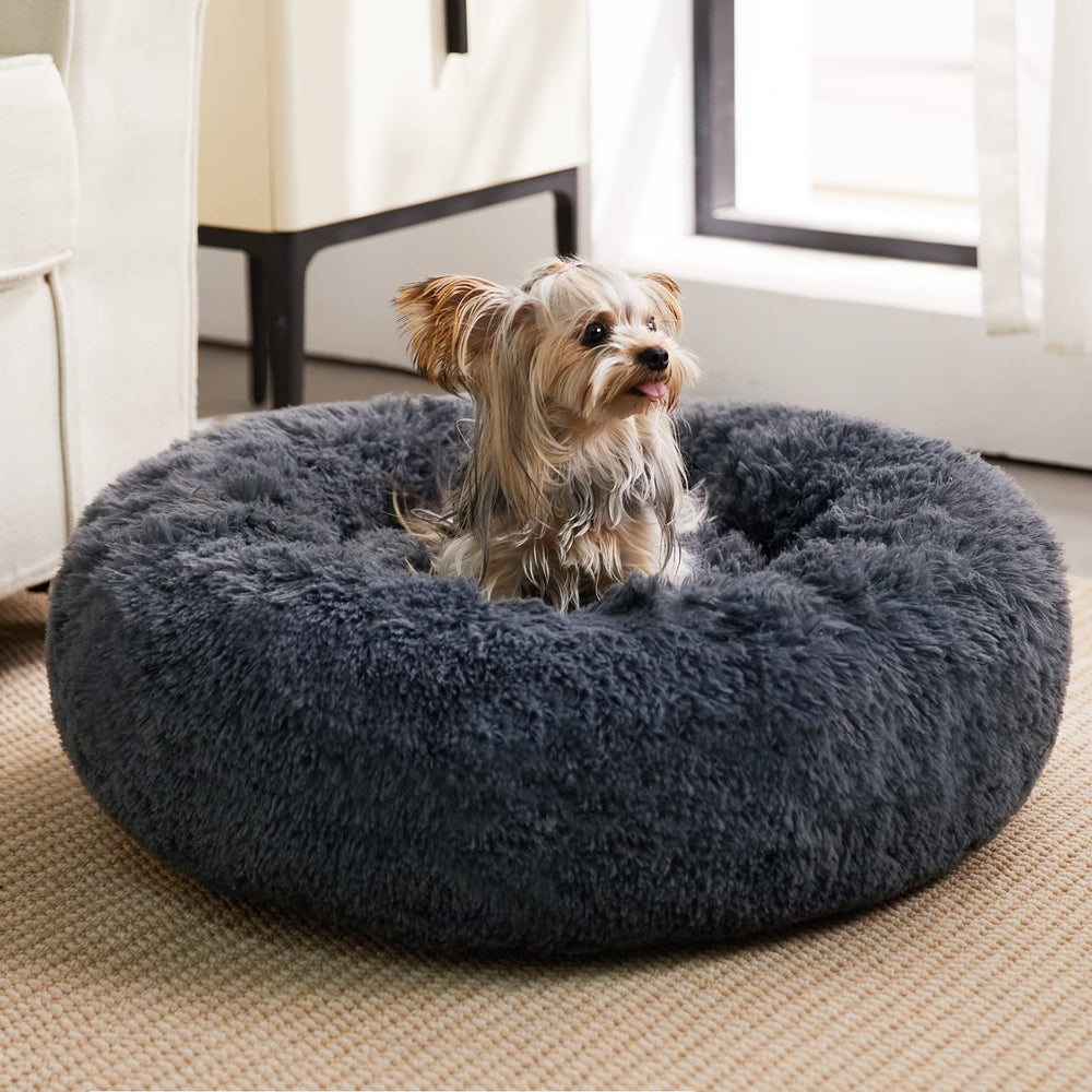 WNPETHOME calming dog bed faux fur outer offers warm cuddling comfort