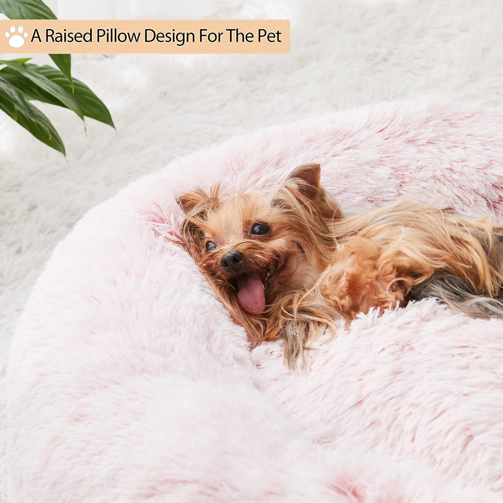 WNPETHOME calming donut bed 3D fiber cotton core boosts durability and comfort