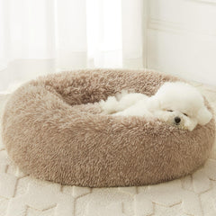 WNPETHOME calming donut bed in brown promotes calm, restful naps.