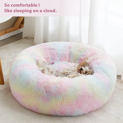 WNPETHOME calming donut bed shows an 8-inch edge for extra support on small dogs.