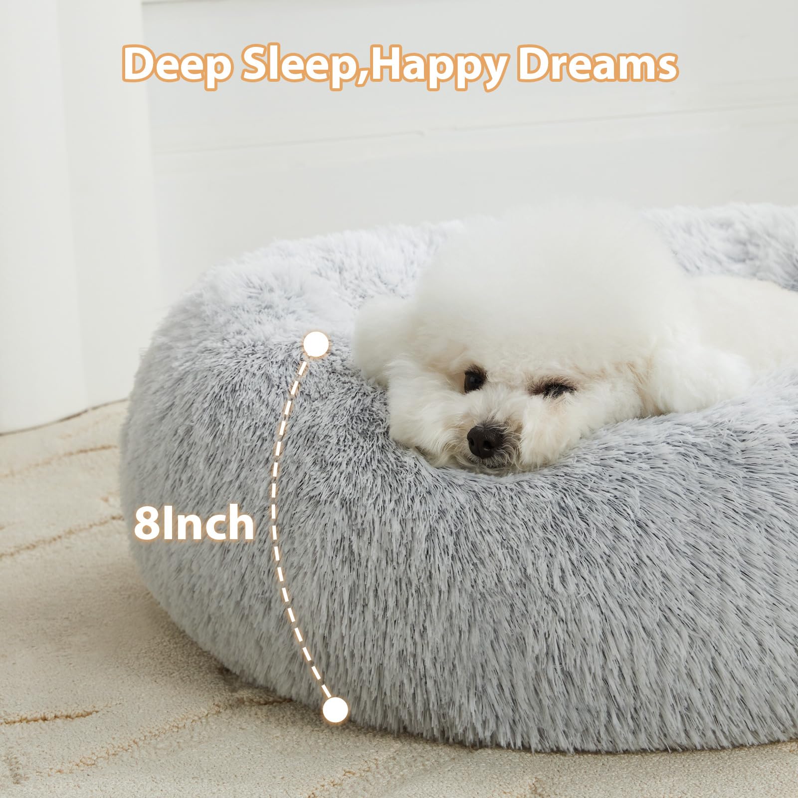 WNPETHOME Calming Donut Bed inner core breathable fiber supports comfortable airflow.