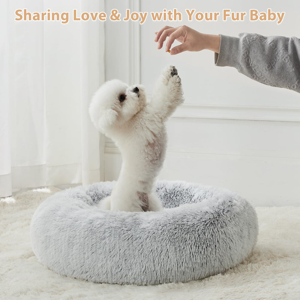 WNPETHOME Calming Donut Bed eight-inch edges provide gentle neck support during cuddles.