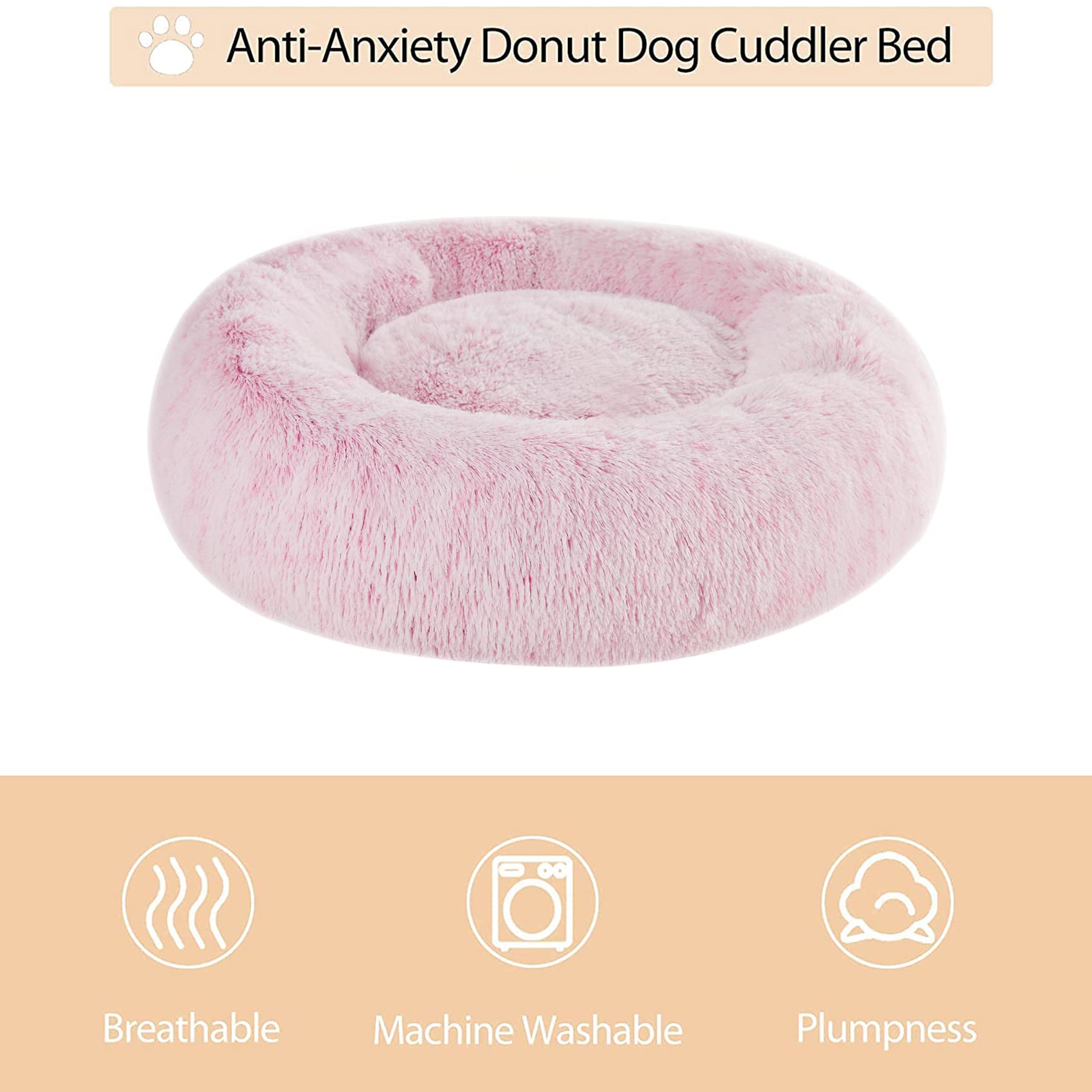 WNPETHOME calming donut bed raised edges emphasize support for restful posture