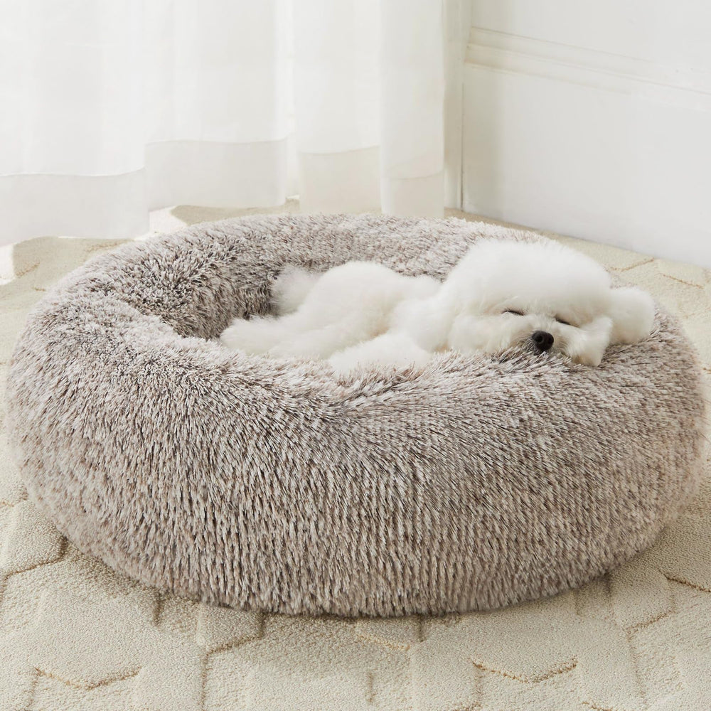 WNPETHOME calming donut dog bed front view, plush surface inviting deep, cozy rest for large dogs