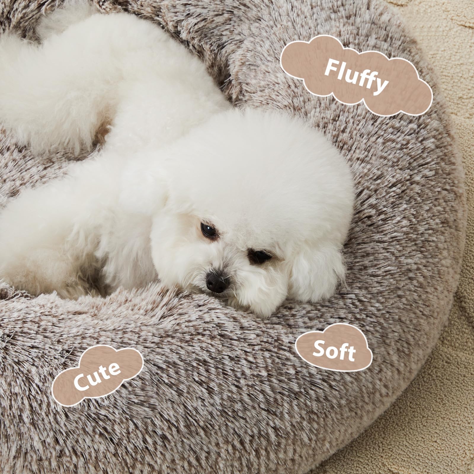 WNPETHOME calming donut dog bed side curled edge highlight for secure lounging