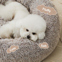 WNPETHOME calming donut dog bed side curled edge highlight for secure lounging