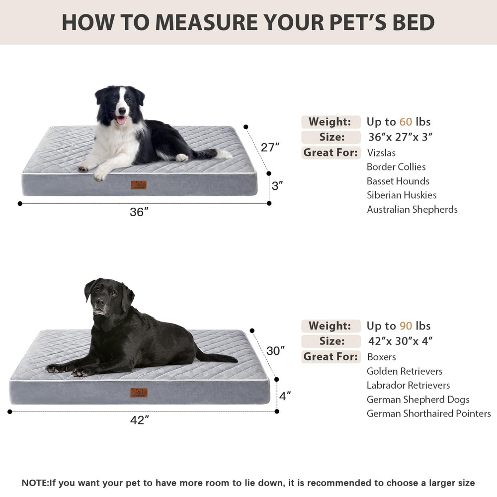 WNPETHOME 36x27x3 inches size suits medium to large breeds for roomy comfort.