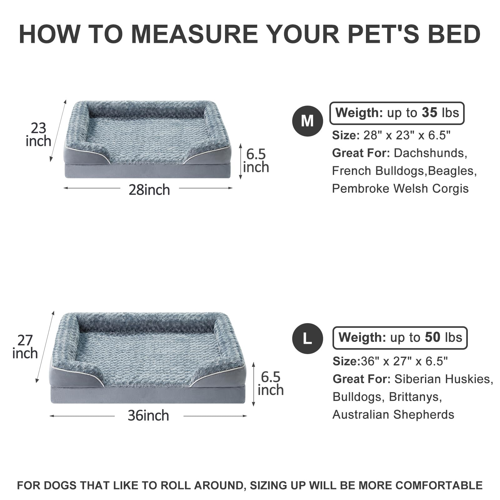 WNPETHOME dog bed non-slip bottom keeps the bed in place on floors