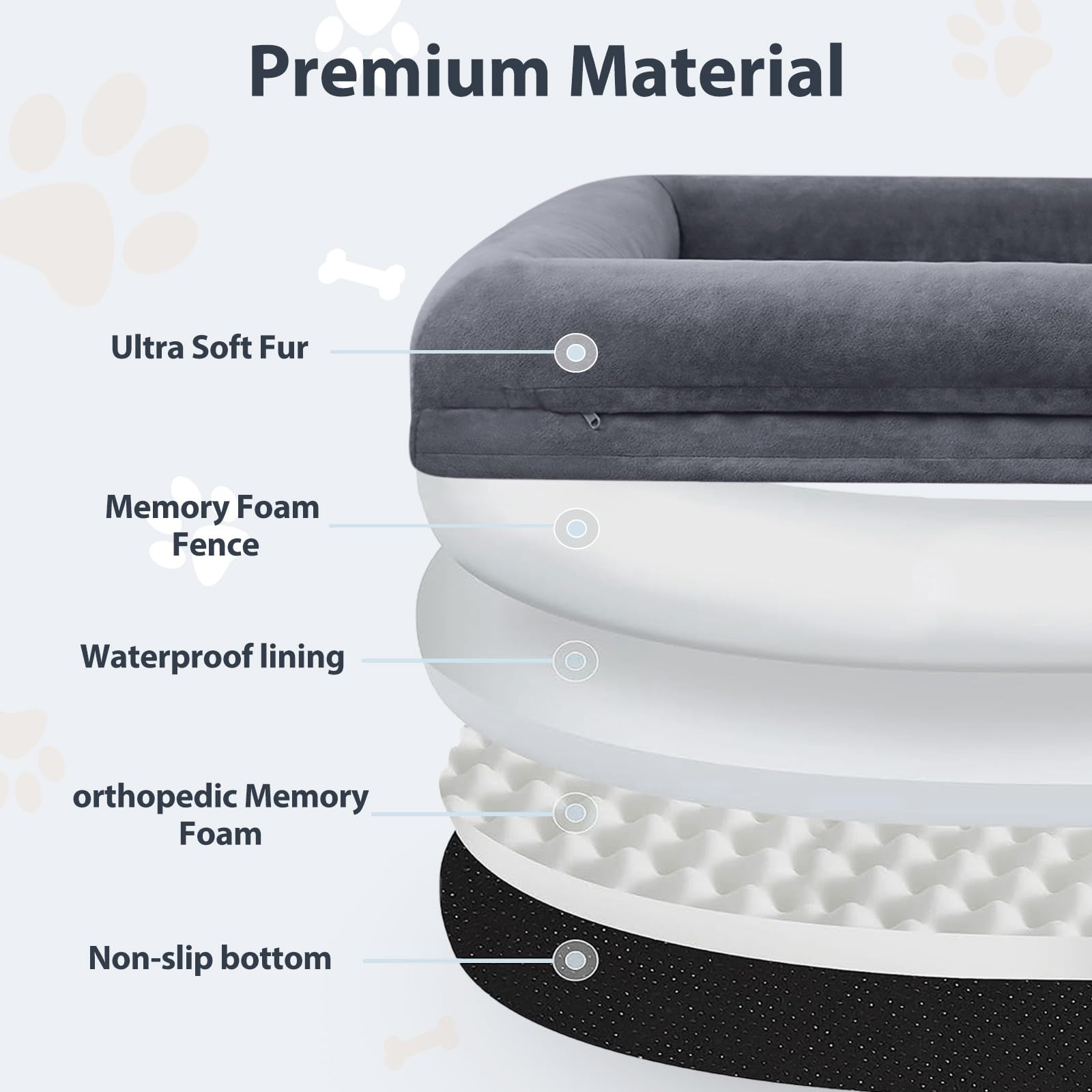 WNPETHOME dog bed washable cover with zipper simplifies cleaning and hygienic pet spaces.