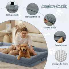 WNPETHOME dog bed waterproof cover zipper detail for easy cleaning