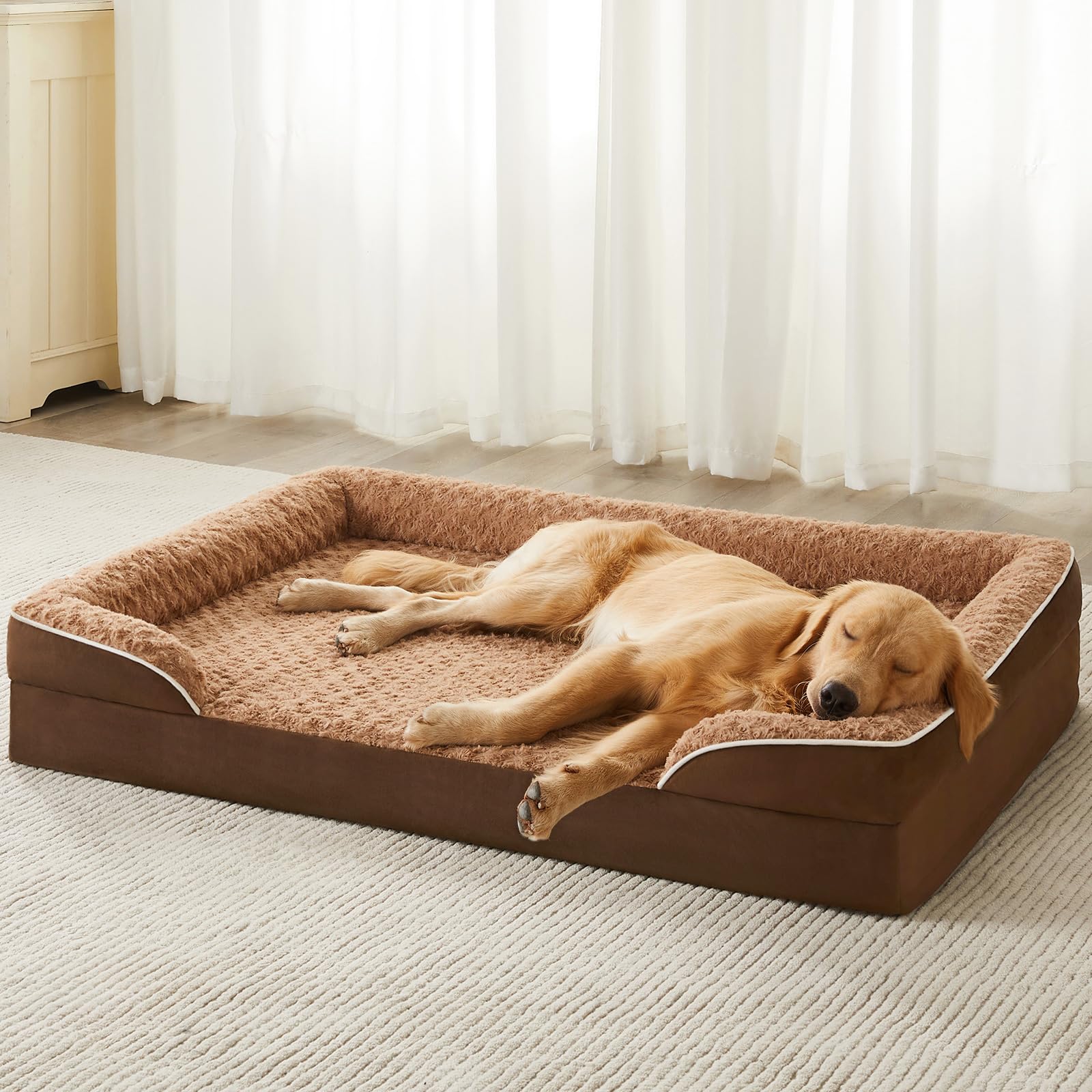 WNPETHOME XXL dog bed with high-density foam for joint support.