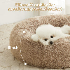 WNPETHOME donut bed faux fur texture feels soft and cozy for pets.