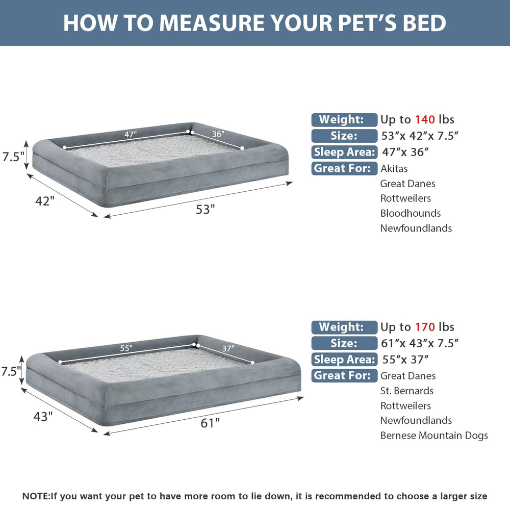 WNPETHOME 61x43x7.5-inch size suits large dogs up to 170 pounds