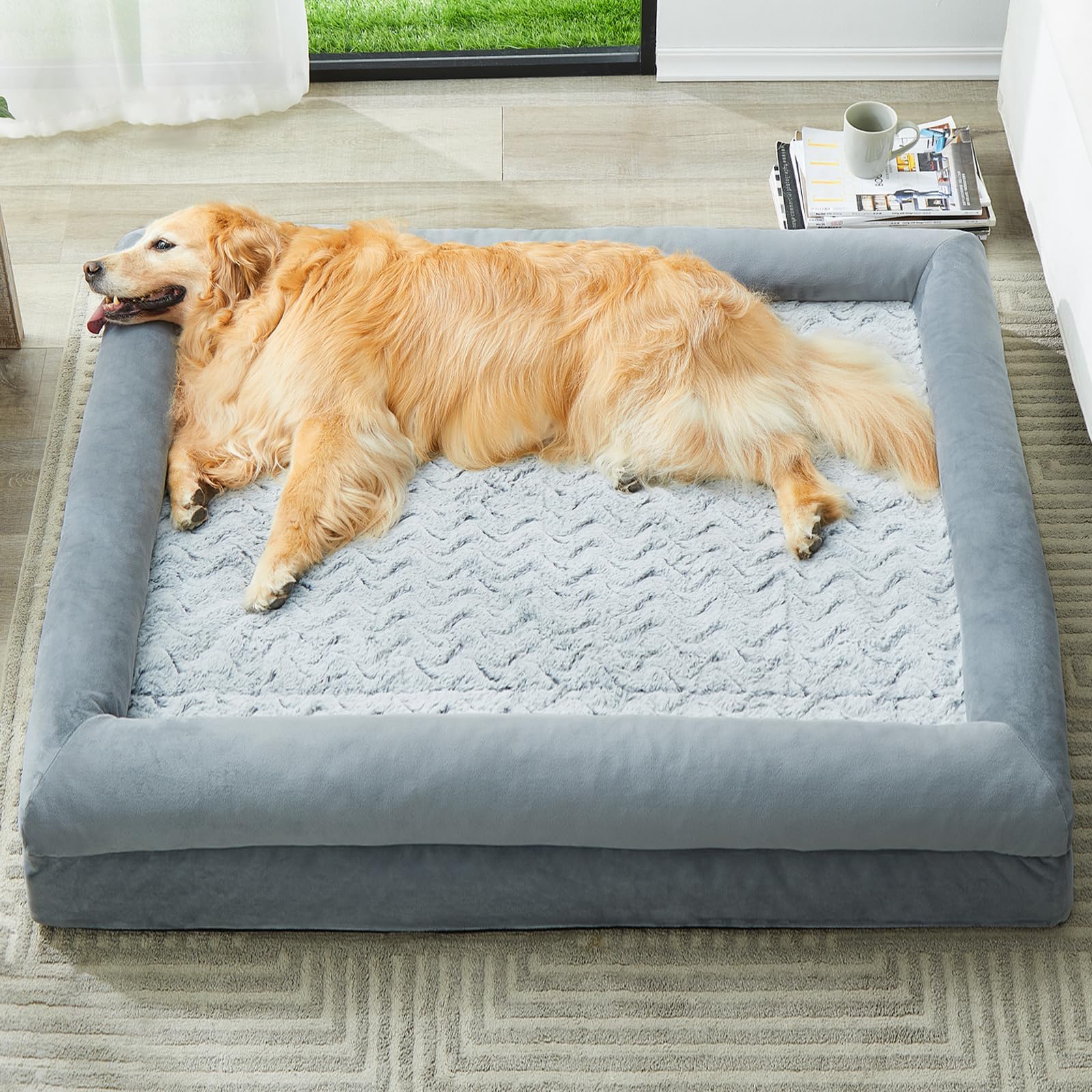 WNPETHOME giant dog bed front view for spacious lounging and support