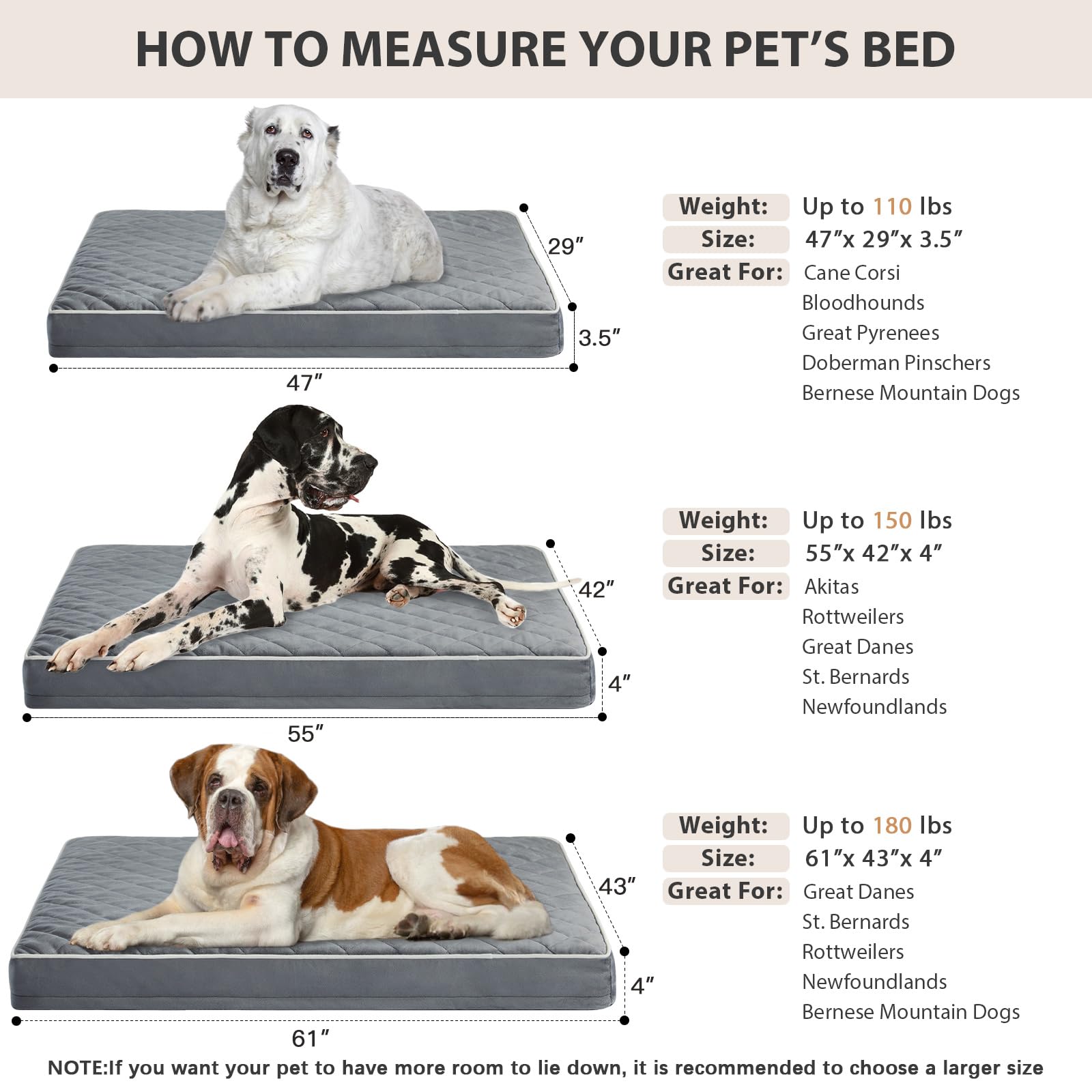 WNPETHOME bed features a waterproof layer to protect floors