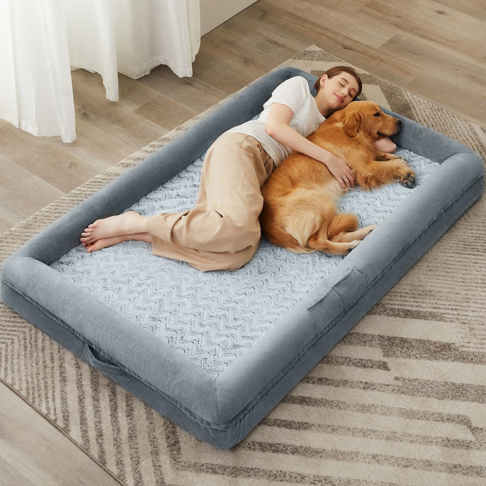 WNPETHOME human dog bed panoramic view showing large orthopedic cushions for comfort