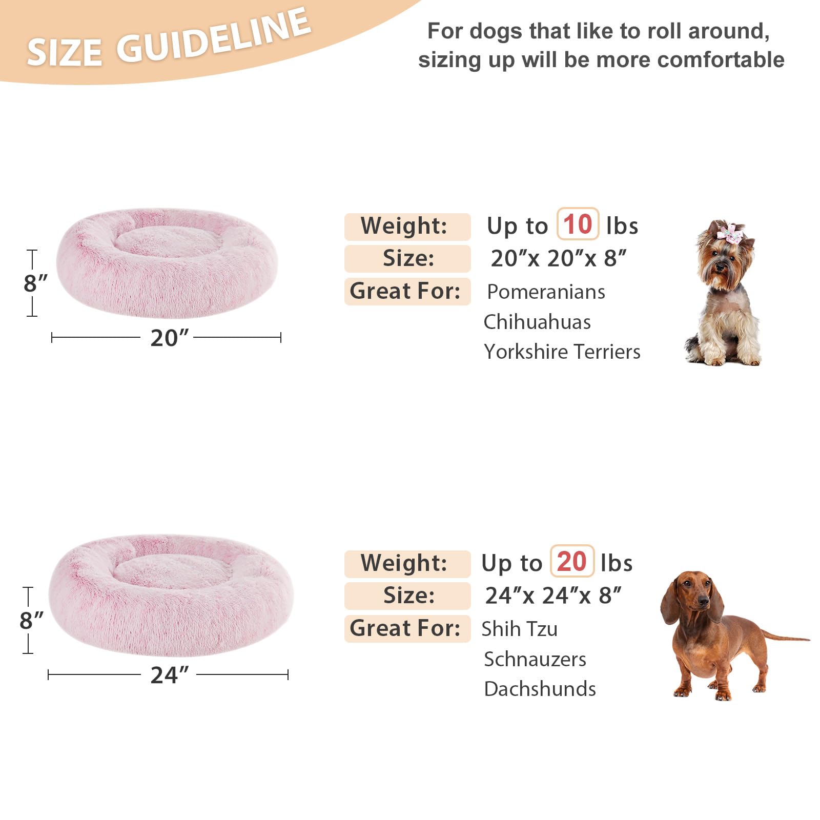 WNPETHOME light pink plush donut bed ready for lounging.
