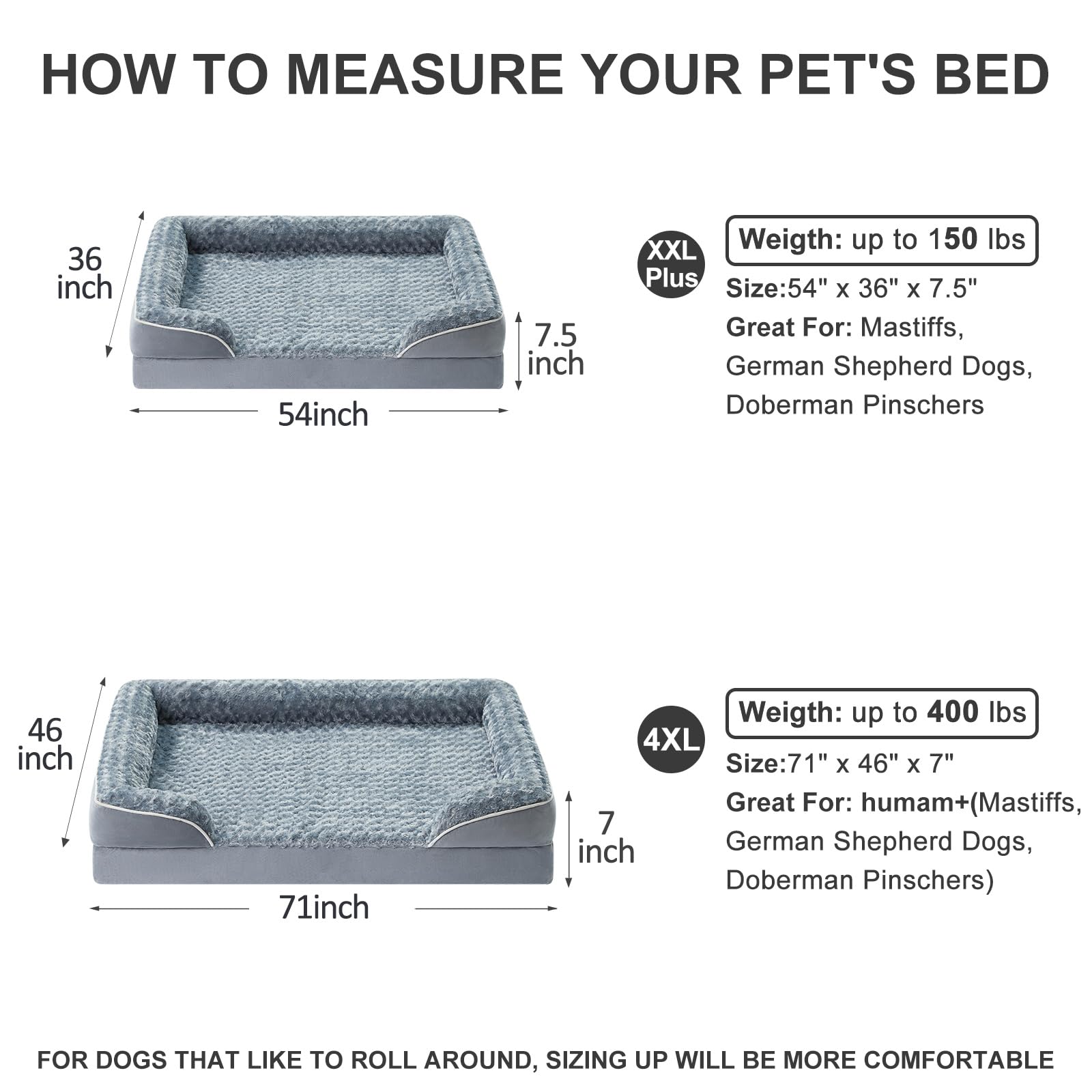 WNPETHOME non-skid bottom keeps the bed in place on smooth floors