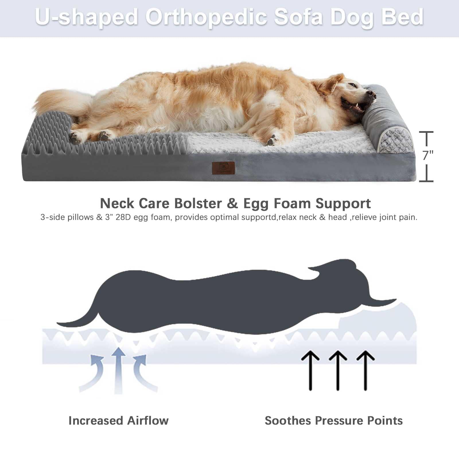WNPETHOME non-slip bottom keeps the large bed steady during activities.