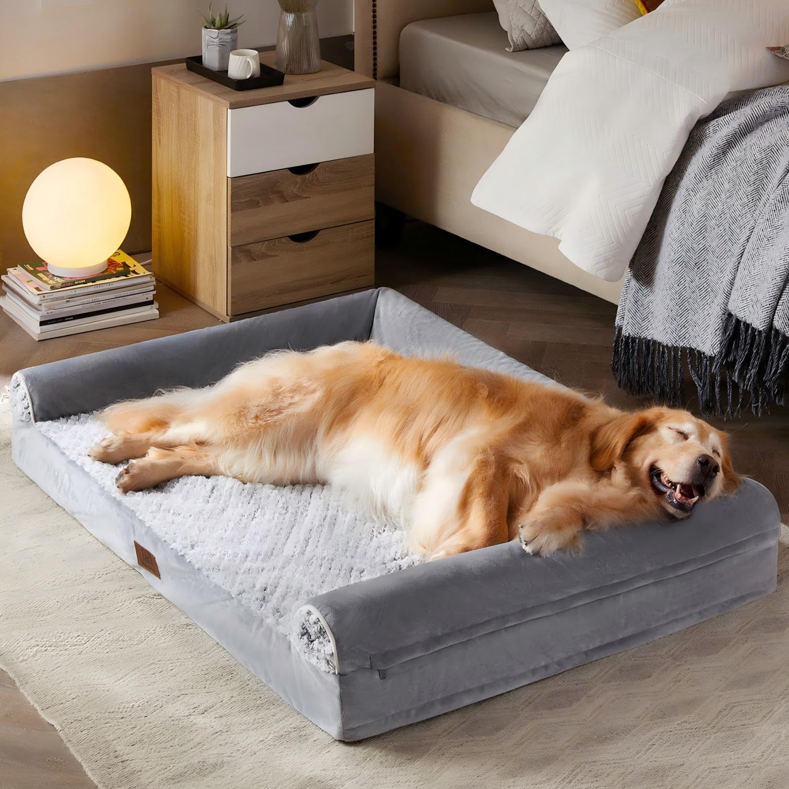 WNPETHOME orthopedic dog bed foam highlights dense egg-crate support for joints and comfort.