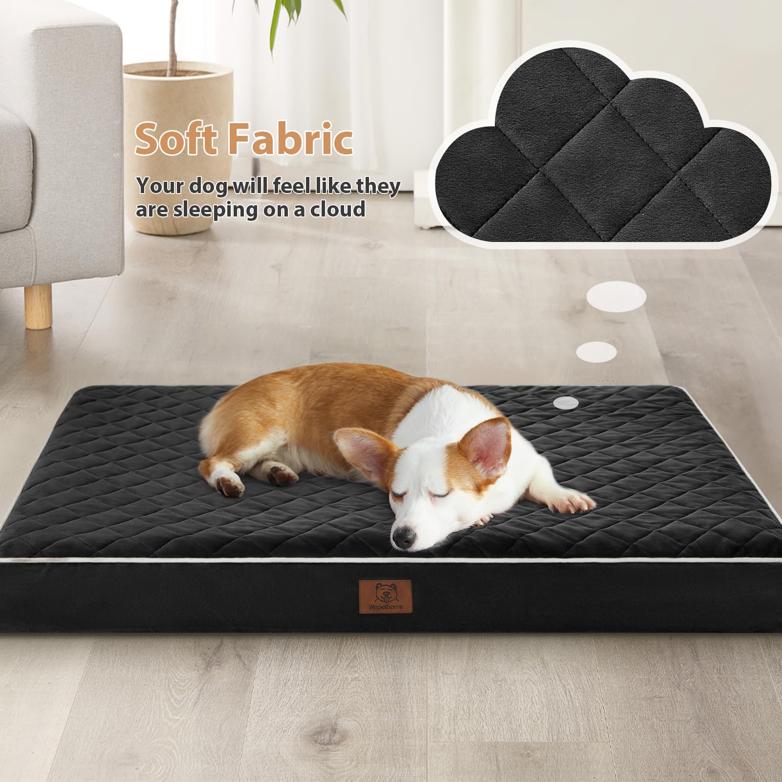 WNPETHOME orthopedic bed quilted pattern adds stylish comfort.