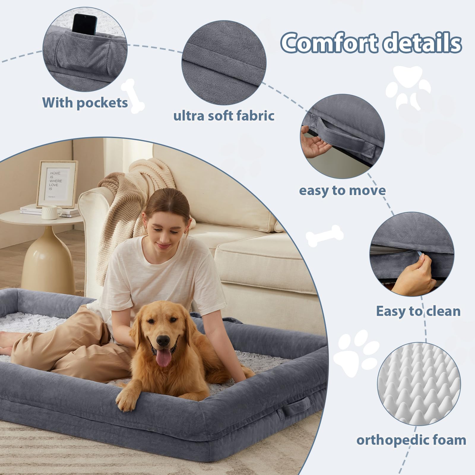 WNPETHOME orthopedic egg crate foam delivers even support to ease joint discomfort.