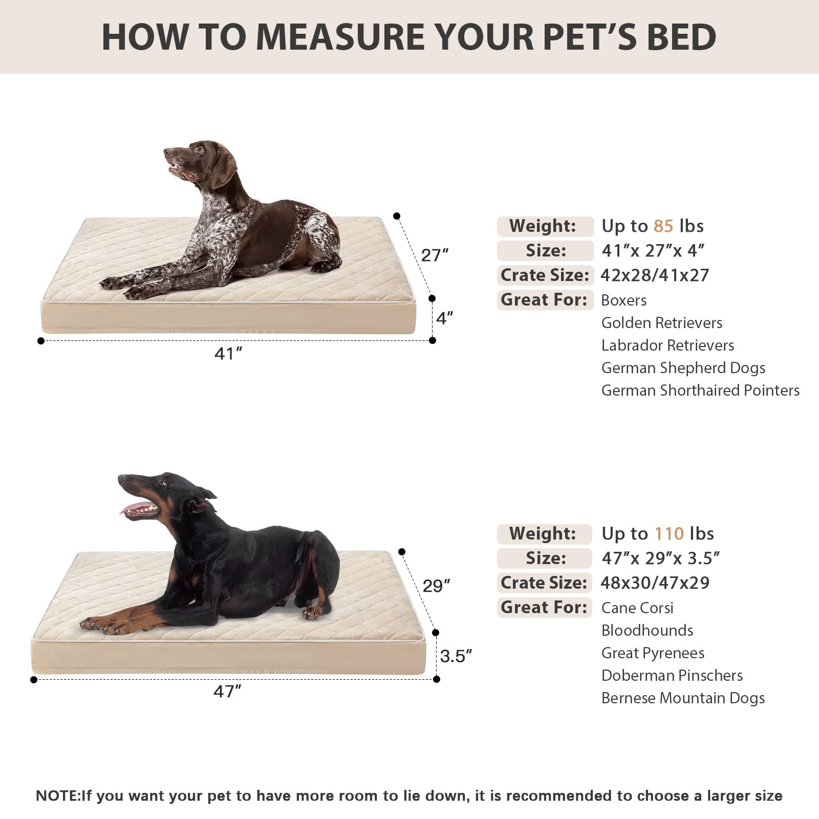 WNPETHOME orthopedic XL dog bed waterproof-bottom keeps bedding clean and dry