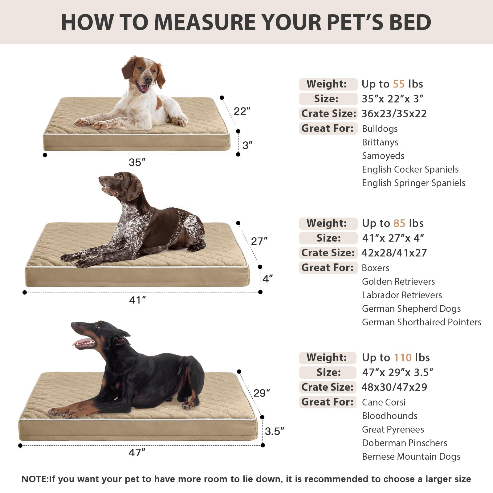WNPETHOME bed with waterproof layer and anti-slip bottom for stable placement.