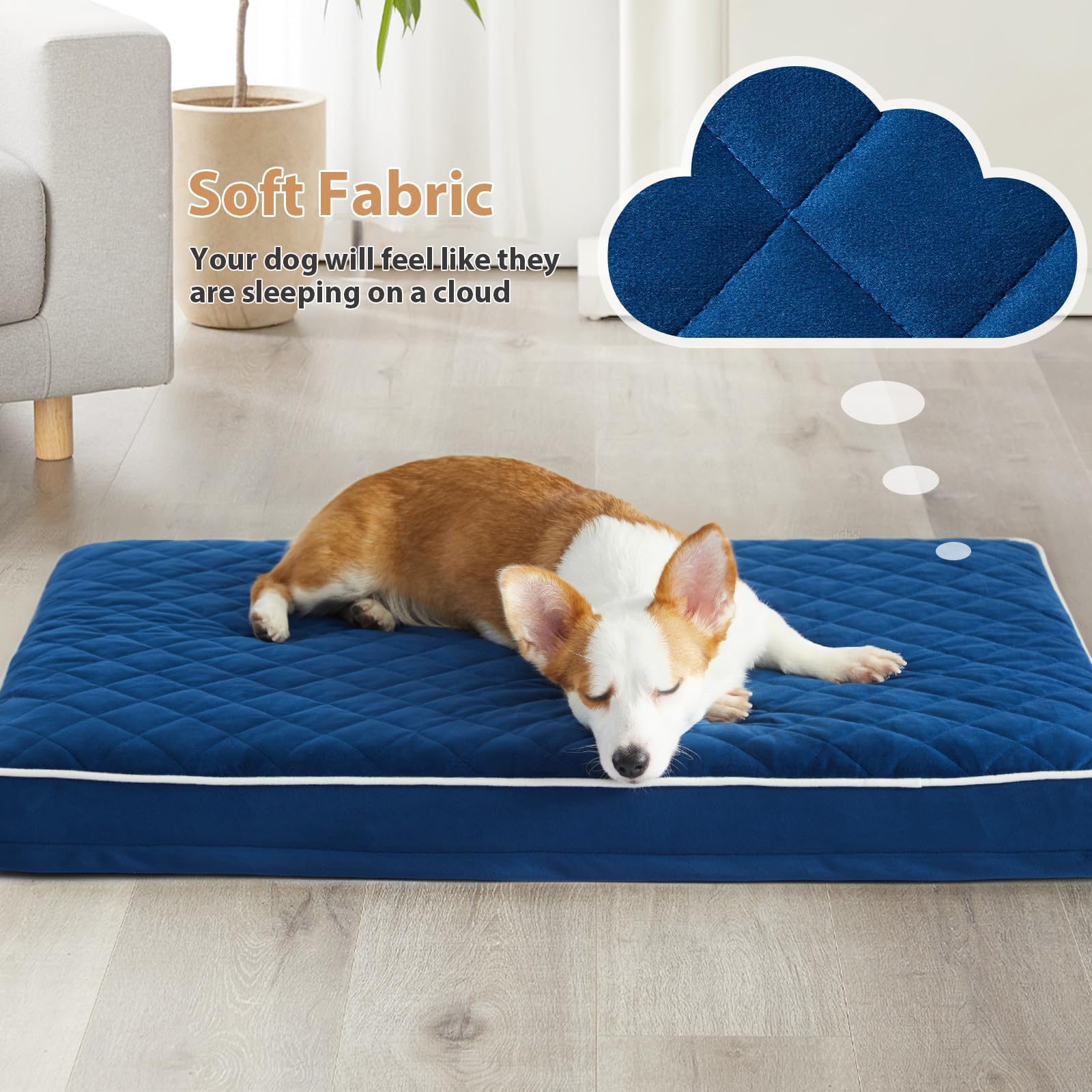 WNPETHOME quilted design bed adds upscale look and joint support.