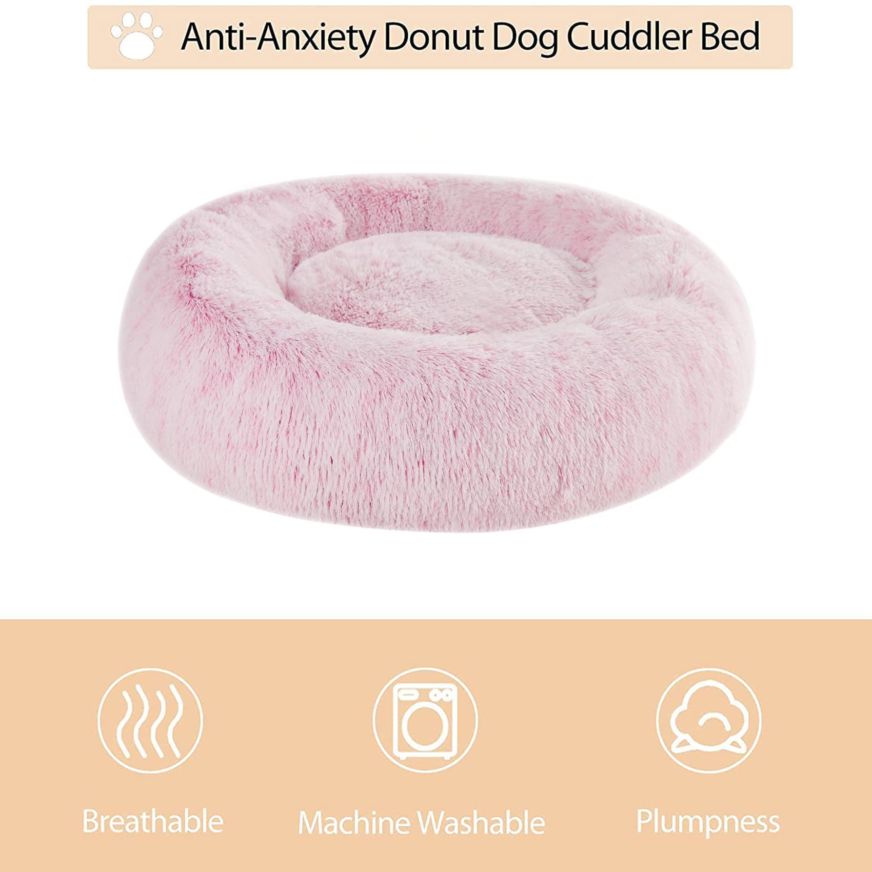 WNPETHOME raised edges comfort donut bed providing secure side support
