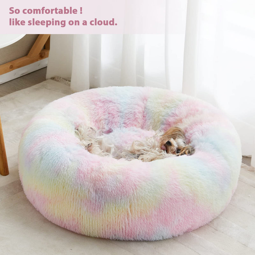 WNPETHOME round plush dog bed donut shape ideal for curling up