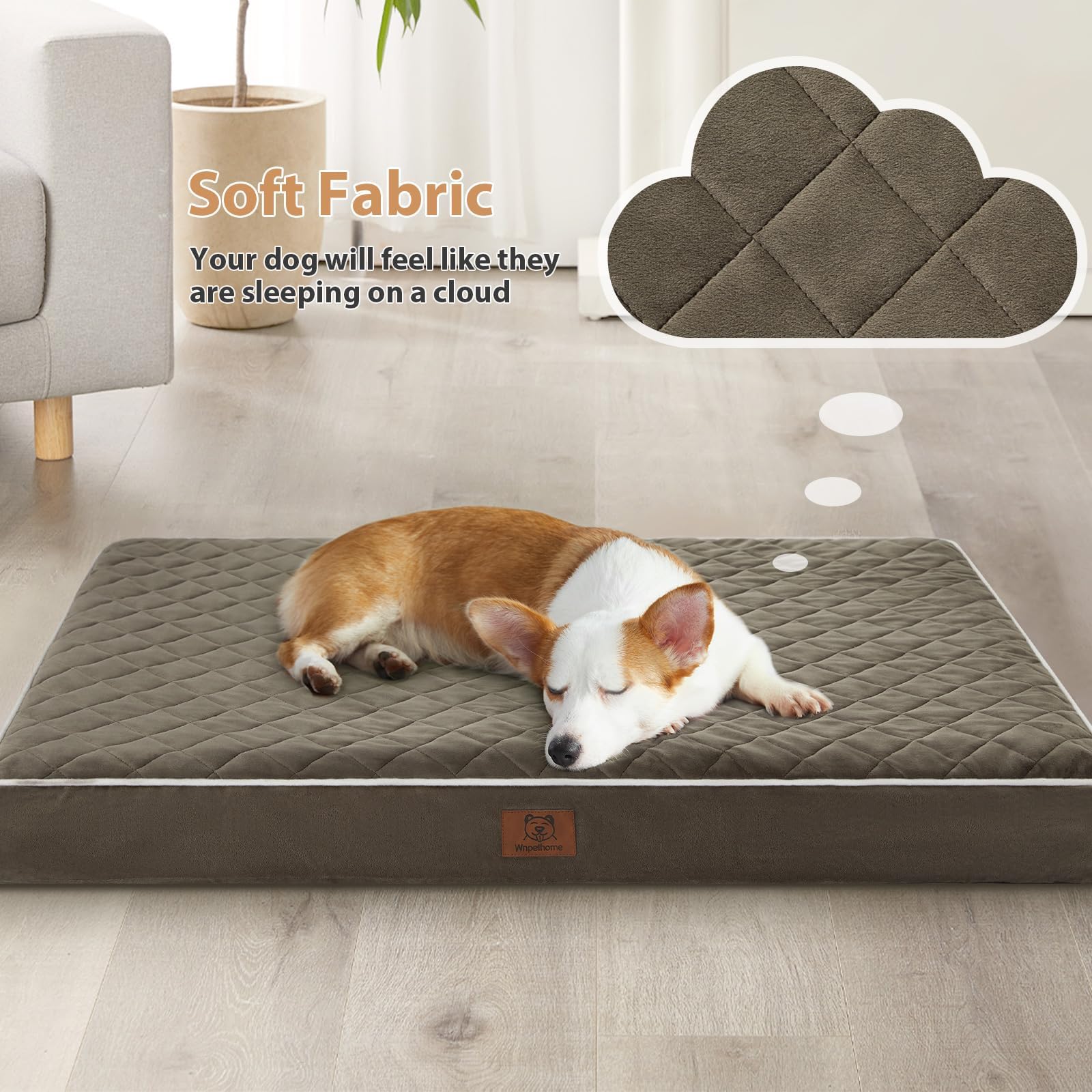 WNPETHOME waterproof dog bed cover demonstrates easy-to-clean, hygienic crate bedding.