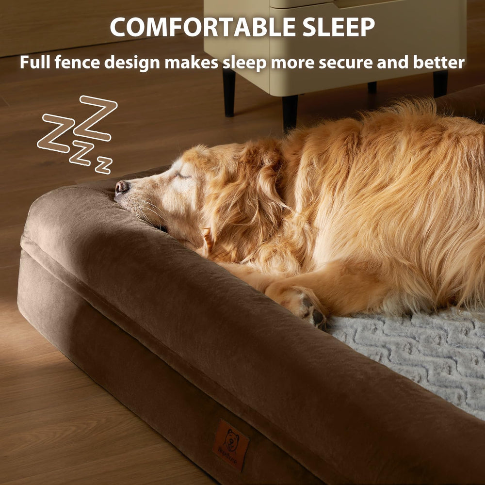 WNPETHOME XXL dog bed with bolster sides providing a secure resting space.