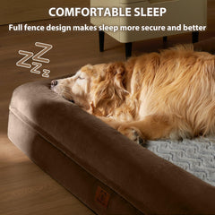 WNPETHOME XXL dog bed with bolster sides providing a secure resting space.