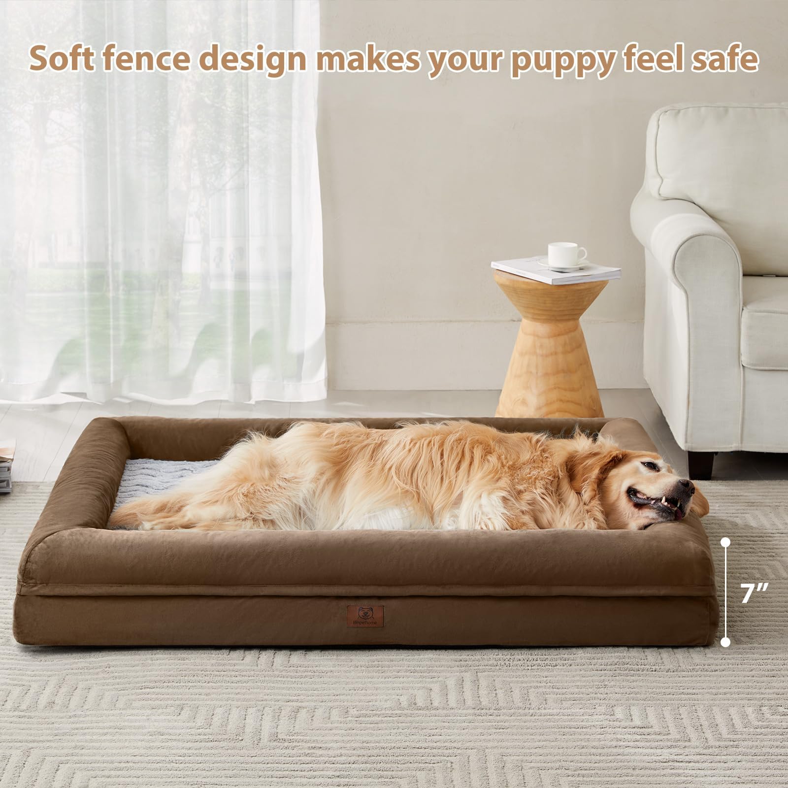WNPETHOME XXL dog bed in use, pet enjoying peaceful sleep.
