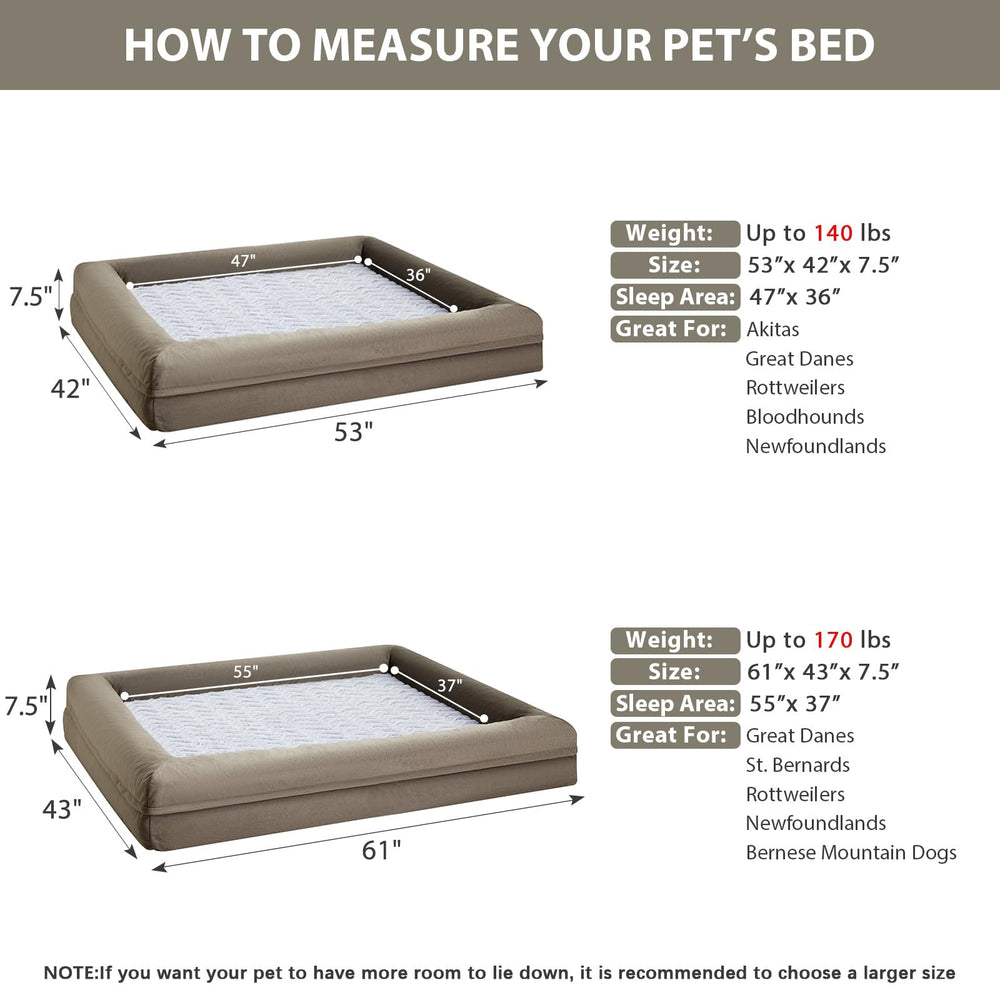 WNPETHOME XXXL dog bed with bolster sides enhances sense of security.