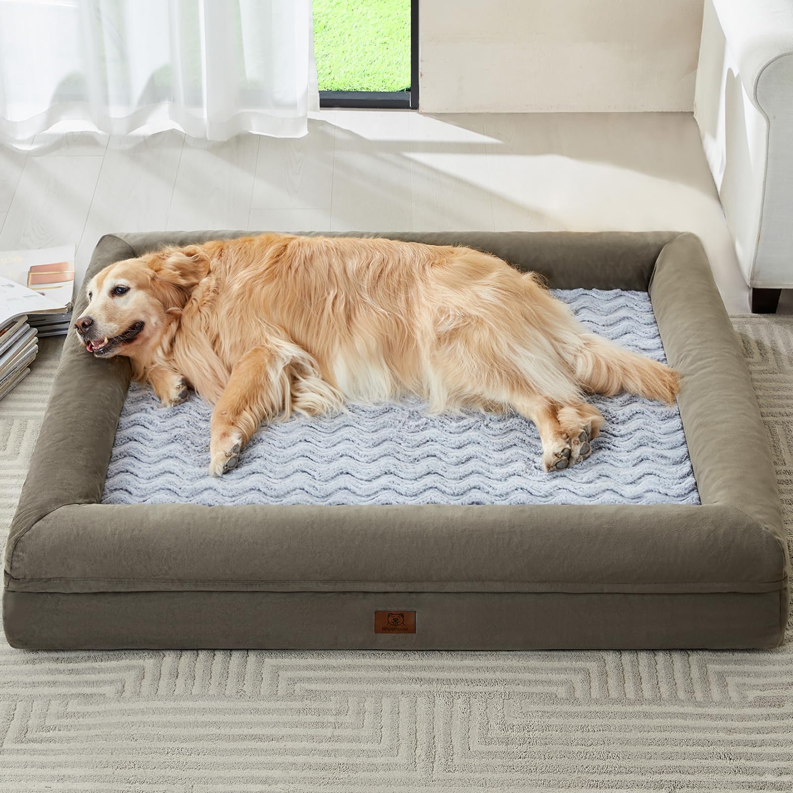 WNPETHOME XXXL dog bed cover closeup showing luxe velvet for comfort.
